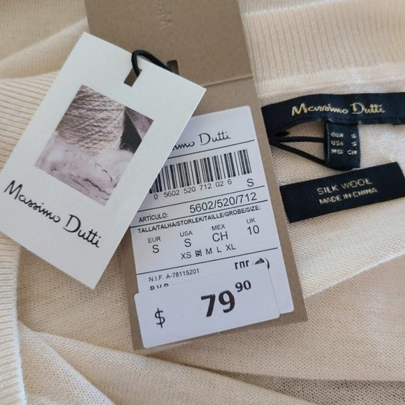 MASSIMO DUTTI NWT Cream Silk & Wool Sweater - Picture 5 of 6